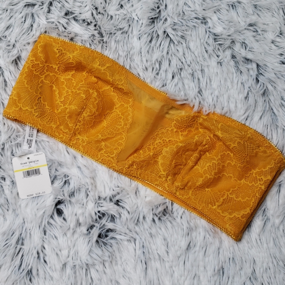 free people mustard mesh lace bandou